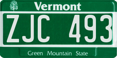 VT license plate ZJC493