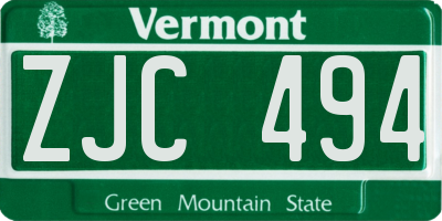 VT license plate ZJC494