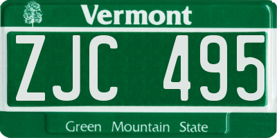 VT license plate ZJC495
