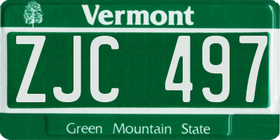 VT license plate ZJC497