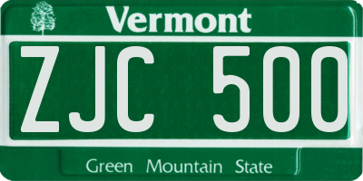 VT license plate ZJC500