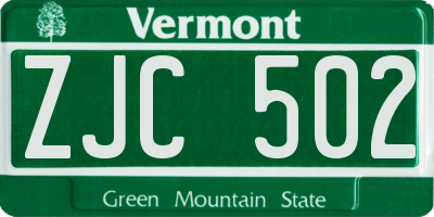 VT license plate ZJC502