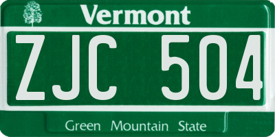 VT license plate ZJC504