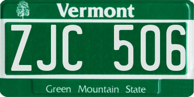 VT license plate ZJC506