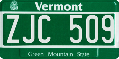 VT license plate ZJC509