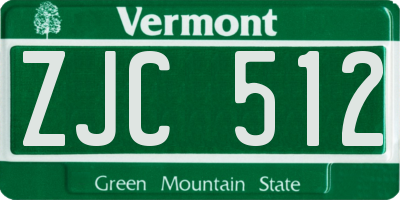 VT license plate ZJC512