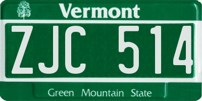 VT license plate ZJC514