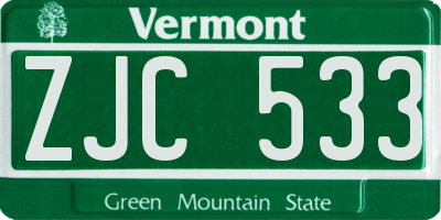 VT license plate ZJC533