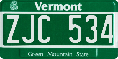 VT license plate ZJC534