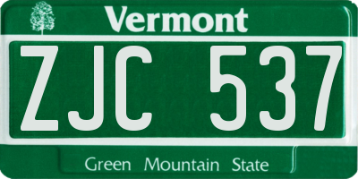 VT license plate ZJC537