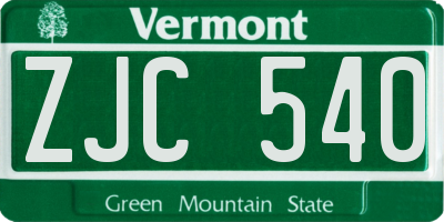 VT license plate ZJC540