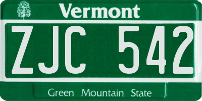 VT license plate ZJC542