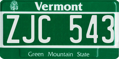 VT license plate ZJC543