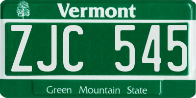VT license plate ZJC545