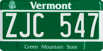 VT license plate ZJC547