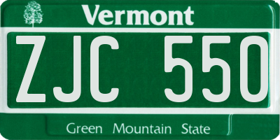VT license plate ZJC550