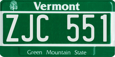 VT license plate ZJC551