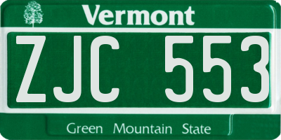 VT license plate ZJC553