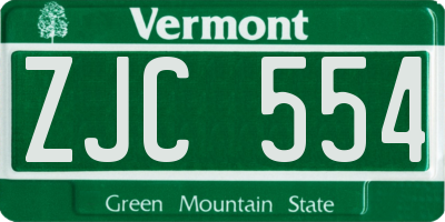 VT license plate ZJC554