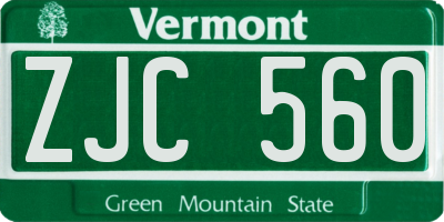 VT license plate ZJC560