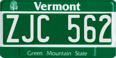 VT license plate ZJC562