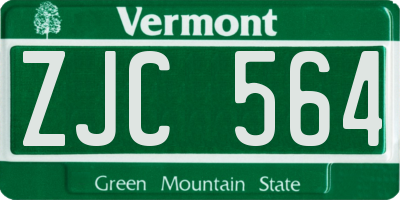 VT license plate ZJC564