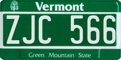 VT license plate ZJC566