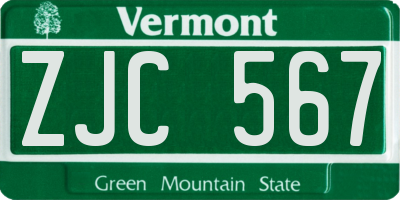 VT license plate ZJC567