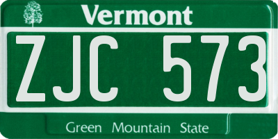 VT license plate ZJC573