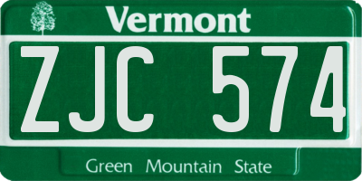 VT license plate ZJC574