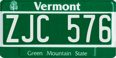 VT license plate ZJC576