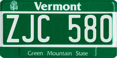 VT license plate ZJC580