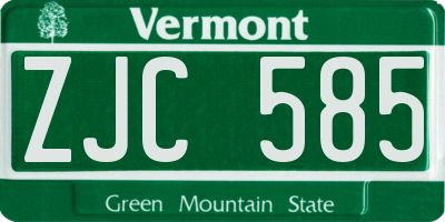 VT license plate ZJC585
