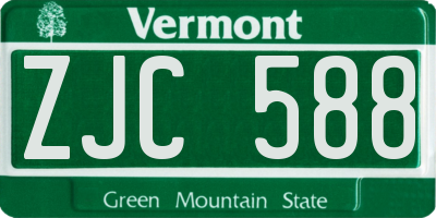VT license plate ZJC588