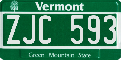 VT license plate ZJC593