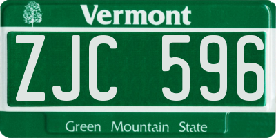 VT license plate ZJC596