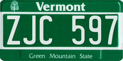 VT license plate ZJC597