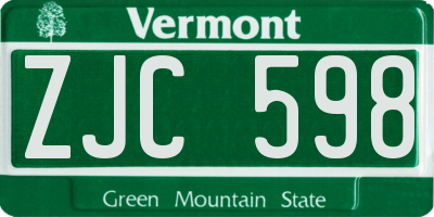 VT license plate ZJC598