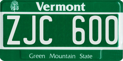 VT license plate ZJC600