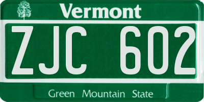 VT license plate ZJC602