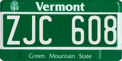 VT license plate ZJC608