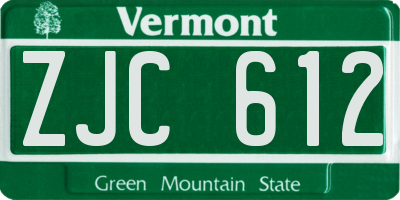 VT license plate ZJC612