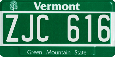VT license plate ZJC616
