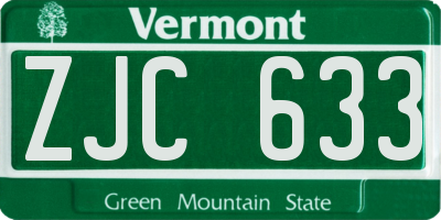 VT license plate ZJC633
