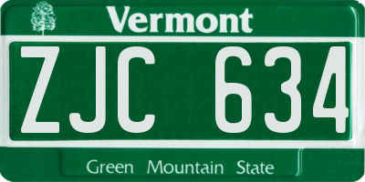 VT license plate ZJC634