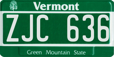 VT license plate ZJC636