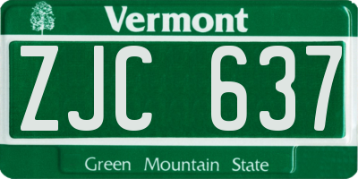 VT license plate ZJC637