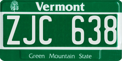 VT license plate ZJC638