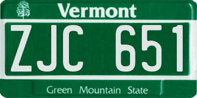 VT license plate ZJC651