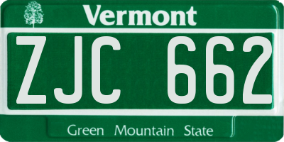 VT license plate ZJC662